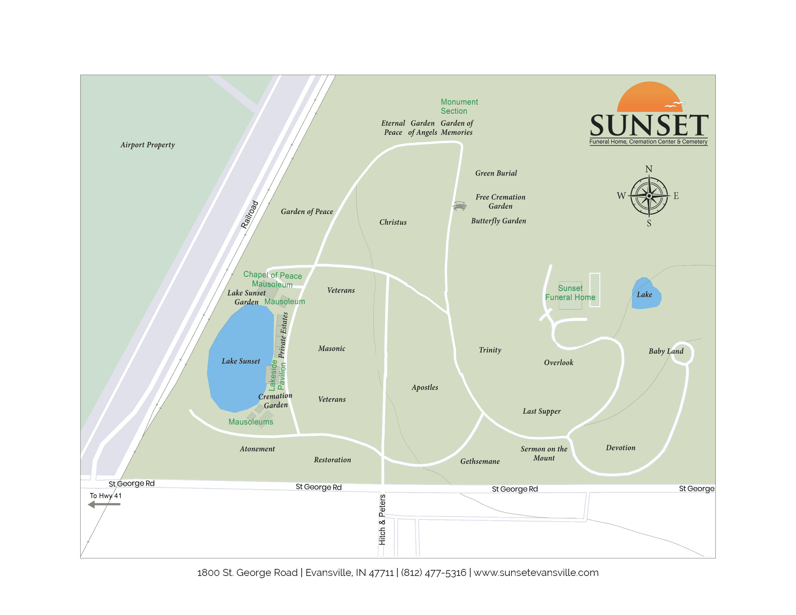 Sunset Cemetery Evansville Map