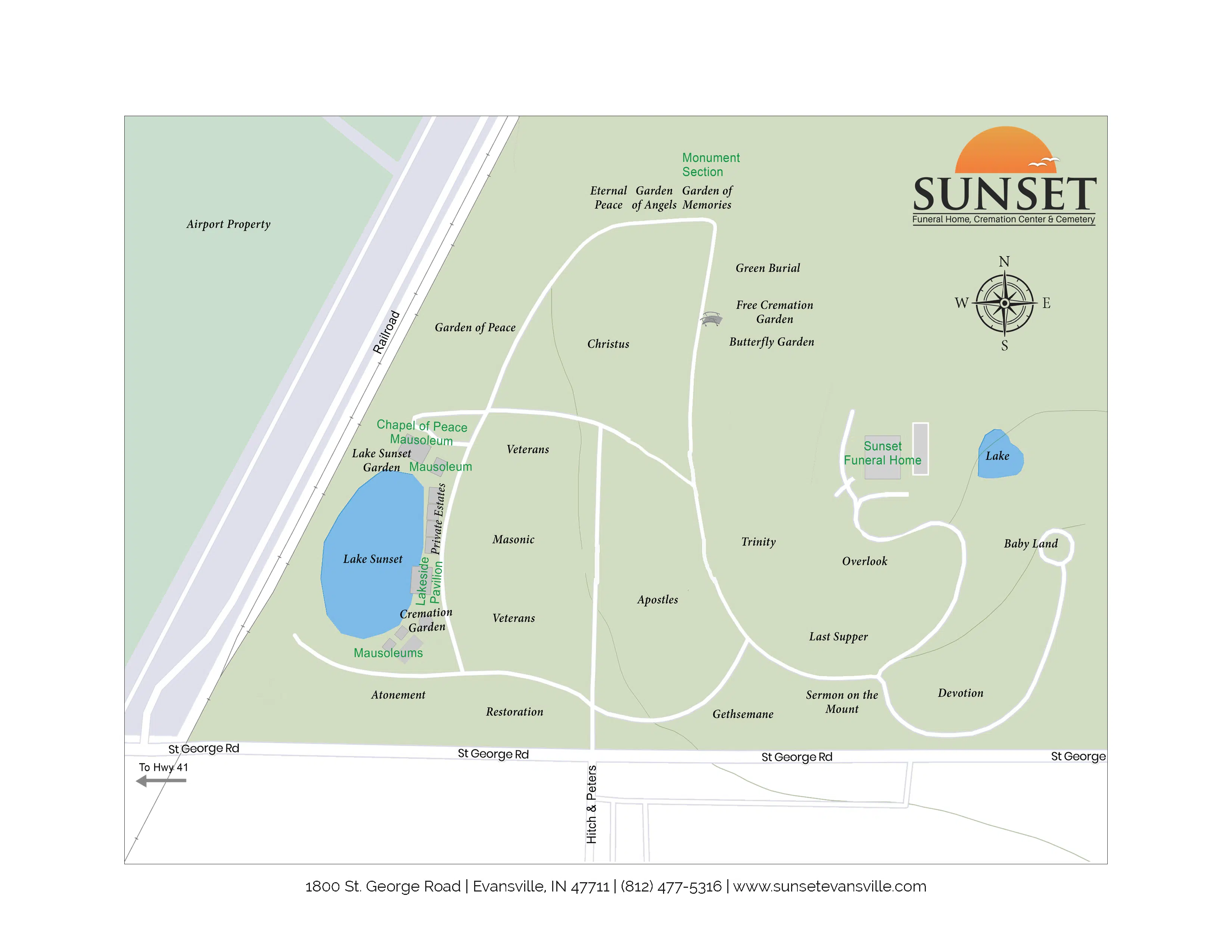 Sunset Cemetery Evansville Map